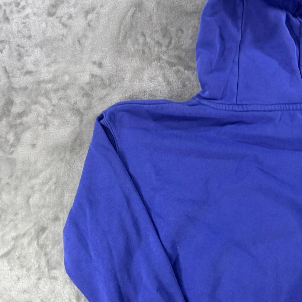 Nike Hoodie Mens Medium Blue Pullover Fleece Sweatshirt Center Swoosh Logo Solid